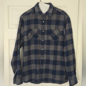 Blue and Gray Plaid Button-Up Shirt Size Medium